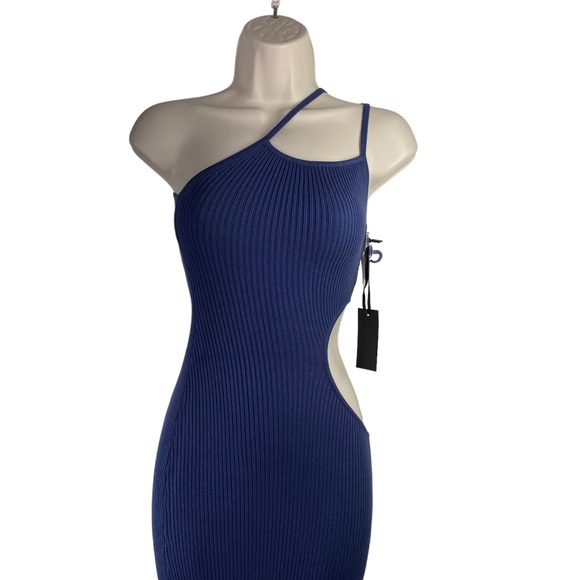 h:ours | NWT Evelyne Cut Out Knit Dress in Midnight Blue Size L - Picture 4 of 10